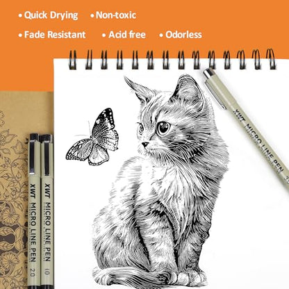 Micro Fineliner Pens 6Pcs 0.25mm/Set, Ultra Fine Fineliner Pen, Water-based Black Pigment Ink, Drawing Journaling Doodling Supplies for Artists, Designers, Students - color: Micro Line Pen-6pcs 0.25mm