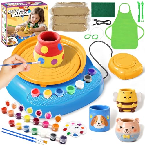 Pottery Wheel, Arts and Crafts for Kids Ages 8-12, Pottery Wheel Kit for Kid, Complete DIY Clay Wheel Pottery Kit for Beginners, Kid Crafts Toys Gift for Girl Boys 6-8 8-12 Year Old Christmas Birthday - color: BLUE