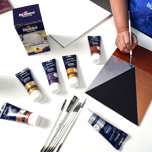 BLUEBIRD Signature Metallic Acrylic Paint Set, Pearlescent Colors, 6-Pack 2.5 Fl Oz each, Professional Acrylic Paints For Professionals, Adults, & Artists - color: Pearlescent