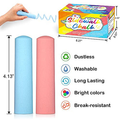 feela Sidewalk Chalk, 18 Colors 72 Pack Sidewalk Chalk Bulk Set, Jumbo Outdoor Chalk For Family, Paint on Sidewalk School Chalkboard Blackboard Street Playground