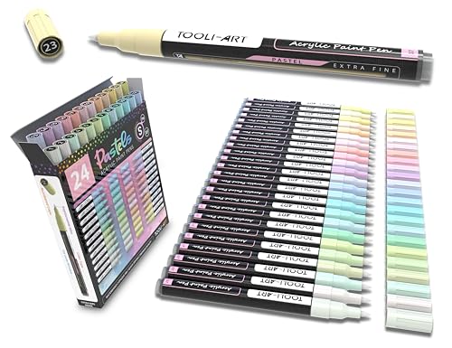 TOOLI-ART Acrylic Paint Markers Paint Pens Special Colors Set For Rock Painting, Canvas, Fabric, Glass, Mugs, Wood, Ceramics, Plastic, Multi-Surface. Non Toxic, Water-based (PASTEL) - color: PASTEL XF