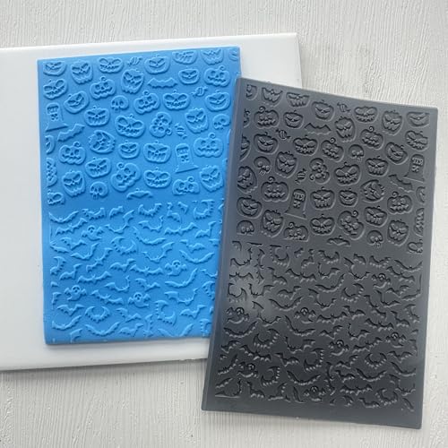 Polymer Clay Texture Mat for Polymer Clay Earrings Making Pumpkin Bats Texture Sheet Impressions DIY Tools for Pottery Earrings Jewelry Making DIY Craft Supply