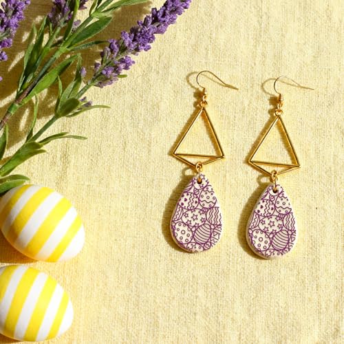 CHGCRAFT 4 Sheets Easter Eggs Clay Texture Mat Easter Bunny Pattern Polymer Clay Texture Sheets DIY Tools for Pottery Earring Jewelry Making Stamp Engraving Machines, 3.9x2.6inch