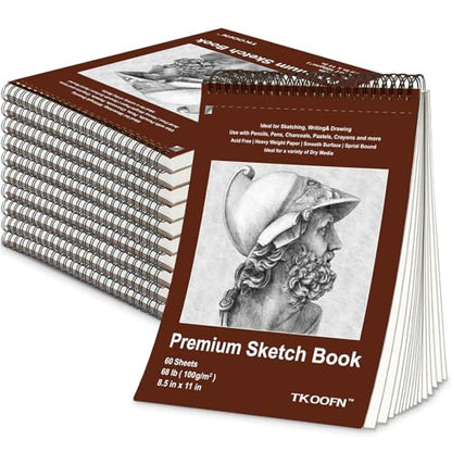10 Pack Sketch Book 8.5×11 inch, Spiral Sketch Pad 600 Sheets Each(68lb/100gsm), Drawing Painting Sketchbook for Kids, Beginners, Artists - color: 10 Pack, size: 8.5" x 11"