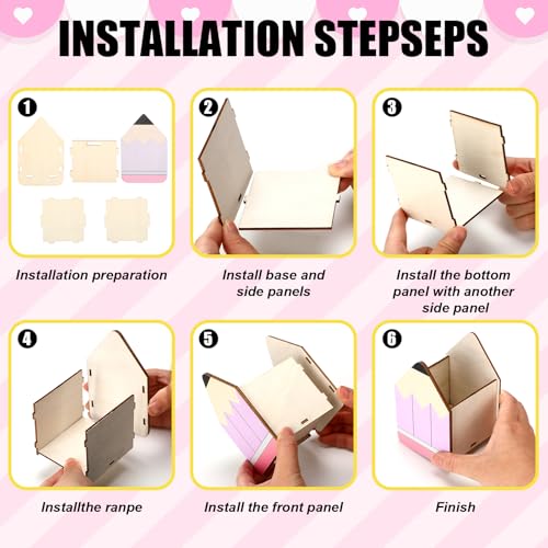Zhehao 6pcs Pastel Pencil Shaped Pen Holders for Desk Back to School Wooden Pen Storage Organizer, Cute Desktop Pencil Cups, Stationery Pot Bulk for Back to School Teacher Classroom Office Supplies - style: Pencil