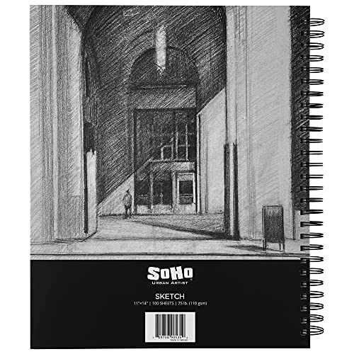 SoHo 110 GSM Sketch Paper Pad Spiral 11x14 100-Sheets - 12 Pack - size: 11x14 - Pack of 12