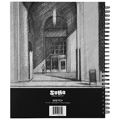 SoHo 110 GSM Sketch Paper Pad Spiral 11x14 100-Sheets - 12 Pack - size: 11x14 - Pack of 12
