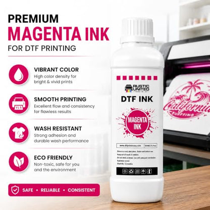 Premium DTF Ink Refill 500ml for Heat Transfer Printing, Compatible with Epson ET-8550, ET-8500, XP-15000, L1800, L805, R1390, R2400, DX5, DX7, XP600, I3200 Printers (Magenta, 500ml) - color: Magenta, size: 500ml