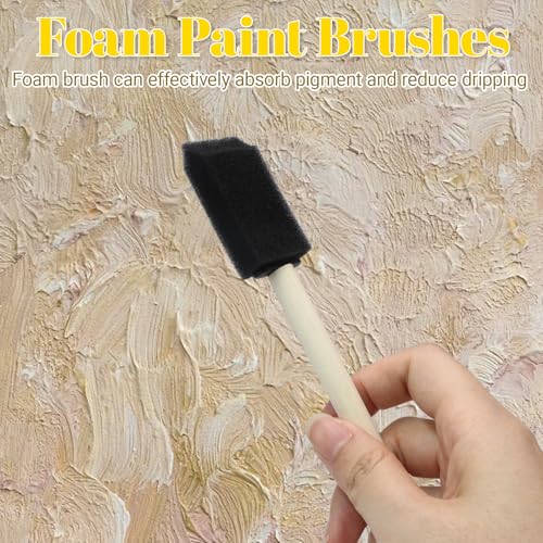 Biaungdo 4 Pcs 4 Sizes Foam Paint Brushes, Foam Sponge Brush for Painting, Sponge Paint Brushes with Wood Handle for Varnishes, Staining, DIY Crafting - size: 1inch & 2inch & 3inch & 4inch