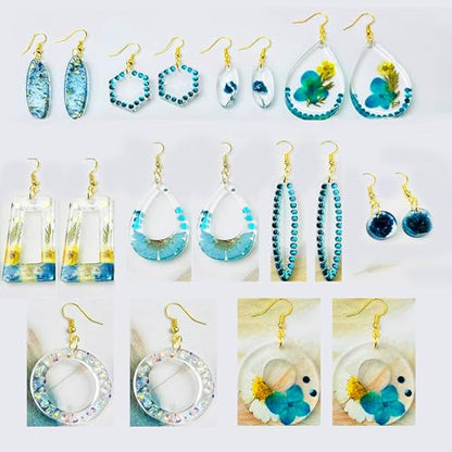 Resin Earring Molds,Resin Jewelry Molds with 10 Packs Variety Shape Resin Molds Silicone,Earring Silicone Molds for resi n Pendant, Earrings,Keychains(Included 40Pcs earringhooks) DIY Gift - color: Earring Molds