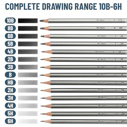 Mr. Pen- Sketch Pencils for Drawing, 14 Pack | Artist Graphite Pencils for Sketching (10B-6H), Sketch Set for Artists, Shading & Art Projects, Sketching Supplies - size: 14 pcs
