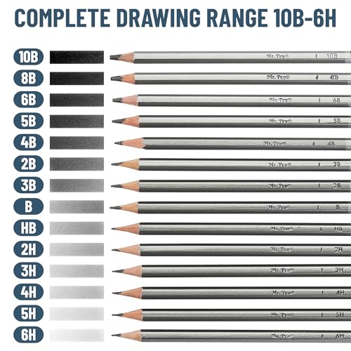 Mr. Pen- Sketch Pencils for Drawing, 14 Pack | Artist Graphite Pencils for Sketching (10B-6H), Sketch Set for Artists, Shading & Art Projects, Sketching Supplies - size: 14 pcs