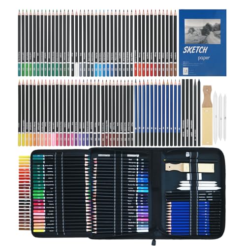 Art Supplies, 96 Pack Drawing Supplies Complete 72 Colored Pencils for Adult Coloring Books and 24 Sketching Kit, Professional Art Supplies for Adults, Applicable to Beginner, Artists and Teen.