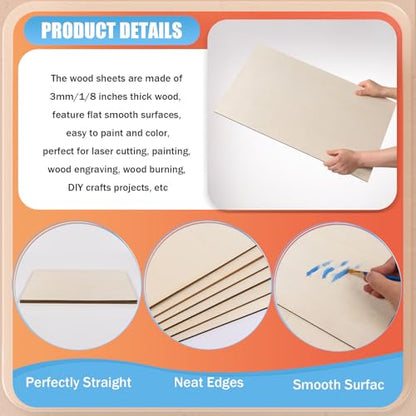 AWIZOM 12 Pack Basswood Sheets for Crafts-18 x 24 x 1/8 Inch- 3mm Thick Plywood Sheets with Smooth Surfaces Unfinished Wood Boards for Laser Cutting, Wood Burning, Architectural Models, Staining - size: 18 x 24 inch