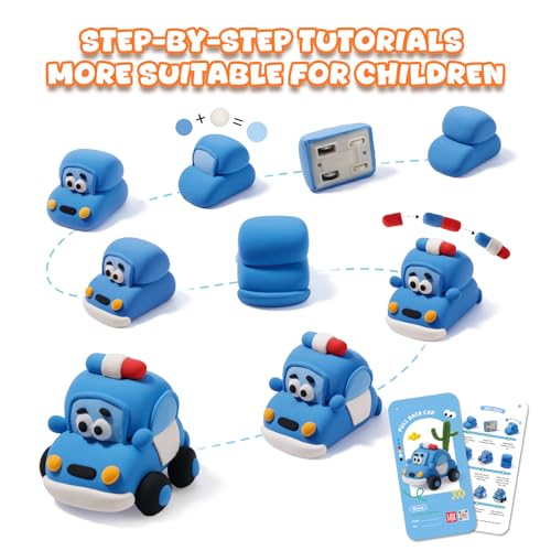 Air Dry Clay Kit for Kids - Pull Back Car Making, 3 Boxes Modeling Clay with Sculpting Tools, Base, Backing Board, Tutorial, Ultra Light & Soft, Non-Toxic & Safe, Creative DIY Arts and Crafts Toys - color: City Rescue Team