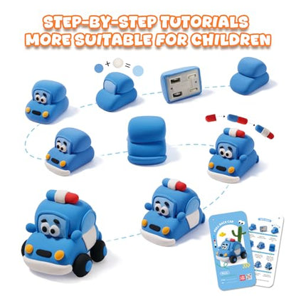 Air Dry Clay Kit for Kids - Pull Back Car Making, 3 Boxes Modeling Clay with Sculpting Tools, Base, Backing Board, Tutorial, Ultra Light & Soft, Non-Toxic & Safe, Creative DIY Arts and Crafts Toys - color: City Rescue Team