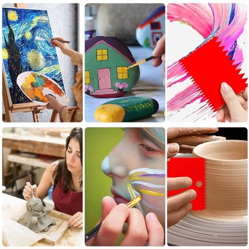 EEEKit 23 PCS Palette Knife Set, Stainless Steel Spatula Pallet Knife with Synthetic Brushes for Acrylic, Art Paint Scrapers for Oil Canvas, Watercolor Painting