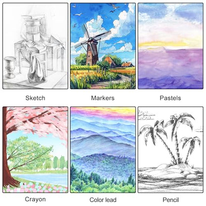 4 Pack Mixed Media Sketchbook, 9x12 inches Drawing Paper Sketch Book, 98lb/160gsm Heavyweight Spiral Bound Sketch Pads, Suitable for Wet and Dry Media, Drawing, Painting, Sketching(200 Sheets) - color: fruit, size: 9 x 12 inch (4 pack)