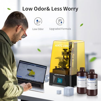 ANYCUBIC Upgraded Standard 3D Printer Resin, 405nm SLA Fast UV-Curing Resin, High Precision & Rapid Photopolymer for 8K Capable LCD/DLP/SLA 3D Printing (4Packs*1kg Grey, 4kg in Total) - color: Grey, size: 4kg