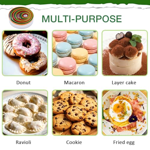 Alimat PluS Round Cookie Biscuit Cutter Set, 12 Pack Pastry Cutters in Graduated Sizes for Donut, Dough, Fondant, Clay, Stainless Steel Circle Cutter Cake Ring Molds with Colorful Rubber Coating - size: 12 Pack, Round Shape