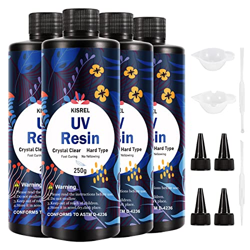 KISREL UV Resin 1000g - Upgraded Hard Type Crystal Clear Ultraviolet Curing UV Epoxy Resin for Craft Jewelry Making - size: UV1000g