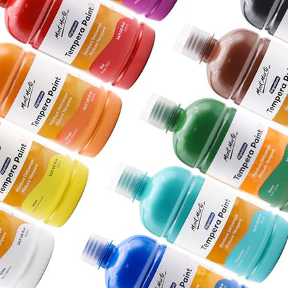 Mont Marte Tempera Paint Set 12pc x 16.9 US fl.oz (500ml), 12 Bottles of Tempera Style Kids Paint, Washable for Kids Art and Craft, Non Toxic, Easy to Clean. - size: 202.8 Fl Oz (Pack of 1)