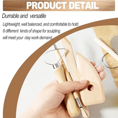 LINPHCEY 8Pcs Clay Sculpting Tools Set Perfect for Polymer Air Dry Modeling Clay Beginners & Professionals Ideal for DIY Pottery & Ceramics Tools for Clay Sculpey Sculpting & Crafting