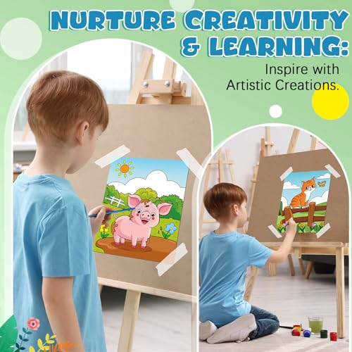 Ireer 12 Set Paint Party Set 8 x 10 Sip and Paint Kit Include 12 Printed Pre Drawn Canvas Panel, Wooden Easels, Palettes, Pots, Apron 36 Brushes for Adult Art DIY Party(Farm Animals) - style: Farm Animals
