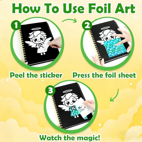 FUNNYB&G Foil Art Craft Kit for Kids 4-10 Years Old: Mess-Free & No-Glue, Create 16 Sparkly Christian Pictures – Perfect Travel Toy & Birthday Gift for Kids (Christian) - style: Christian
