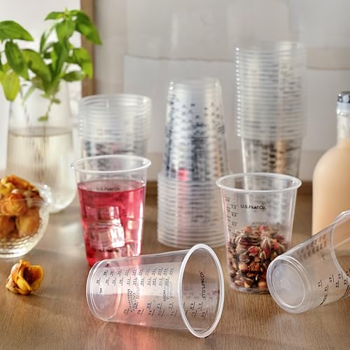 50PCS Resin Epoxy Mixing Cups, DQELFA 8oz Clear Plastic Paint Measuring Cups with 50pcs Wooden Stirring Sticks for Epoxy Resins, Mixing Paint, Pigments, Resins