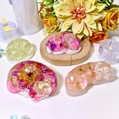 3D Dog Cat Silicone Molds for Resin Crafts Cartoon Pet Memorial Statue Epoxy Resin Molds Cute Animals Soap Mold Sleeping Cats Dogs Silicone Mold for DIY Pet Keepsakes Gummy Chocolate Candle Making