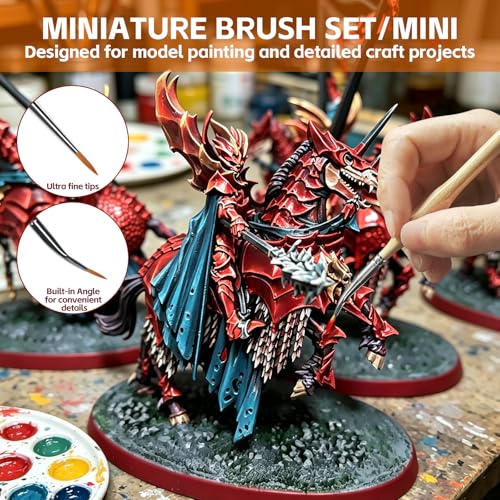 11 Pcs Fine Detail Paint Brush Set - Miniature Brushes with Ergonomic Wood Handles for Acrylic, Watercolor, Oil, Model Painting, Nail Art, Scale Models, Warhammer 40k, Face Painting - size: 11PCS Paint Brushes
