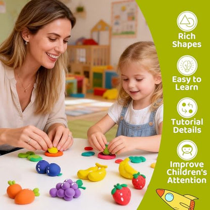 Both idea Air Dry Clay Kit, Food Theme | 12 Packs, Non-Toxic Kids Gift | School & Party: Perfect for classroom art activities, birthday party favors, creative family DIY, and holiday celebrations. - style: Nutrition Planet
