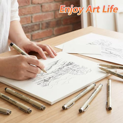 YUXIANLB 13pcs Micro Fineliner Drawing Art Pens, Black Waterproof Fine Line Pigment Ink Set Artist Supplies Archival Quality Inking Markers Liner Sketch Outline Zentangle Kit Stuff Detail Outlining