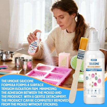 JAOJAO Silicone Release Spray, Epoxy Release Spray | Fast Drying, Non-Stick Release, Extends Mould Life, Easy to Clean, Widely Compatible for Rubber, Concrete, Soap Moulds