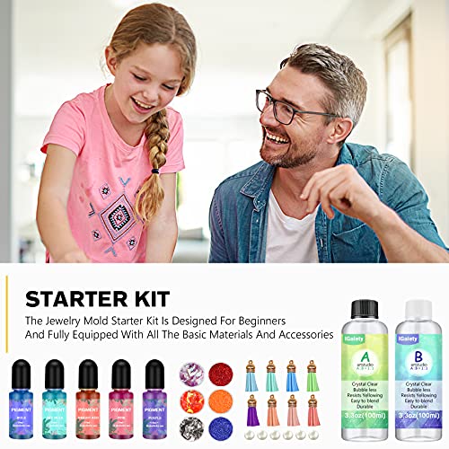 IGaiety Resin Jewelry Making Kit 240 Pcs Silicone Epoxy Resin Mold Keychain Starter Kit Bundle with Epoxy Molds and Pigments Tools for Beginners Adults Jewelry Earring Making - size: XX-Jewelry Mold