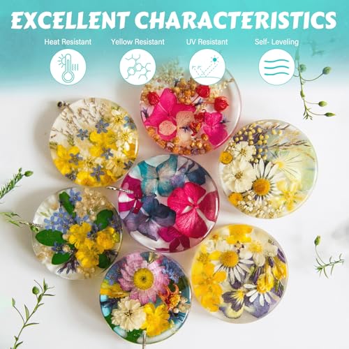 Suzzam 8OZ Epoxy Resin Jewelry Making Kit - No Yellowing, No Bubbles, Easy Mix 1:1, Crystal Clear Resin Kit with Silicone Mold & Resin Supplies for DIY Craft Jewelry