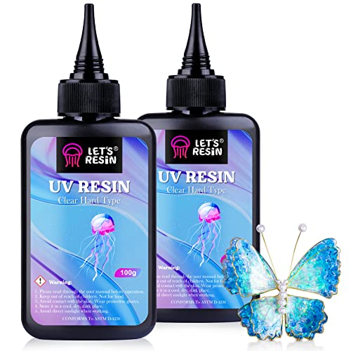 LET'S RESIN UV Resin,200g Low Viscosity Crystal Clear Ultraviolet Thin Epoxy Resin, Quick-Curing&Low Shrinkage UV Glue Kit for Crafts, Jewelry Making, Casting - size: 200G UV RESIN