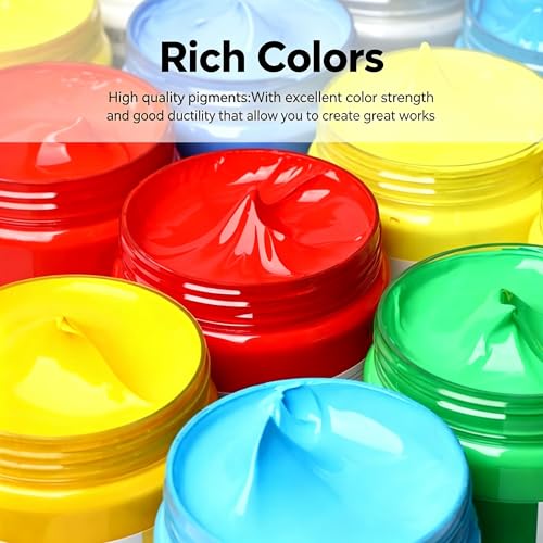Heavy Body Acrylic Paint Set, 24 Colors (220ml/7.44oz) – Rich Pigment Artist Acrylic Paint for Canvas Painting, Wood, Ceramic, Glass – Premium Art Supplies for Adults, Artists & Crafters - color: 24 colours