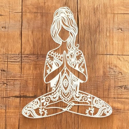 TIAMECH A4 Reusable Yoga Girl Stencil for Painting | Mandala Praying Girl Layering Template, DIY Wall Art, Wood Furniture, Scrapbook & Crafts (8.3x11.7inch) - style: Yoga Girl