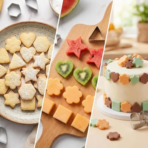 30Pcs Mini Cookie Cutter Set with Storage Case, Stainless Steel Small Cutters, Safe for family use – Assorted Geometric Shapes & Sizes, Ideal for Cookies, Fruits, Fondant and Clay Crafts