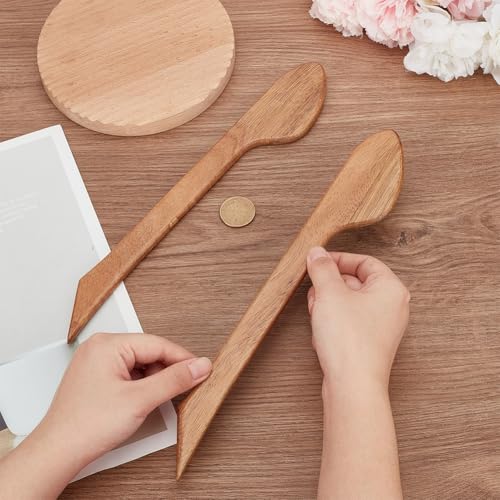 BENECREAT 2Pcs Wooden Handle Tools for Clay & Pottery Clay Sculpting Tools for DIY Handmade Modeling Pottery Tools Throwing Stick for Arts, Crafts & Sewing