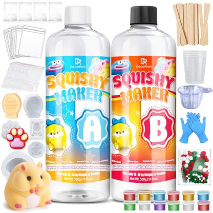 Liquid Silicone for Taba Squishy Kit, 36oz 1:1 AB Ratio Super Soft Fast Cure for Squishy Maker, Squishy Making Rubber for Cat Paw & Hamster Molding with Flocking Powder, Pom Poms Decompression Craft - size: 36oz