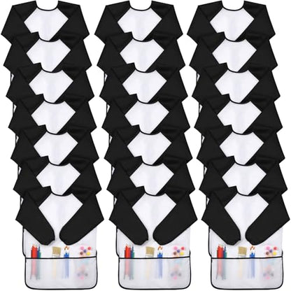 Yahenda Kids Art Smocks Toddlers Painting Apron Waterproof Artist Smock for Children with Long Sleeve 3 Pockets for 2-8 Years - color: Black, White
