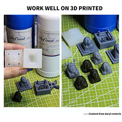 Siraya Tech Defiant 15 Platinum Silicone Mold Making Kit, Food Safe, Shore A 15 Hardness, Ideal for 3D UV Resin Projects, Easy Curing, No Coating Required, Durable, Versatile, 2.2 lb Set Clear - color: Translucent 15A Hardness