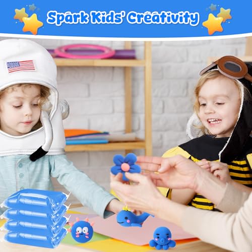VioraWhite 40 Pcs 21oz Air Dry Clay Bulk Modeling Ultra Lightweight Foam Modeling Clay for Kids Adults DIY Crafts Party Arts and School Project Gifts Supplies(Blue) - color: Blue