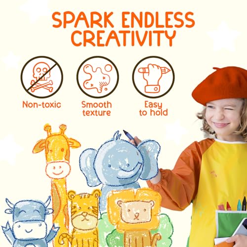 ZENO 18-Color Jumbo Crayons – Non-Toxic and Washable for Toddlers (1-3) & Kids (4-8) – Easy-to-Hold Large Crayons, Perfect for Travel, Art, and Early Childhood Activities