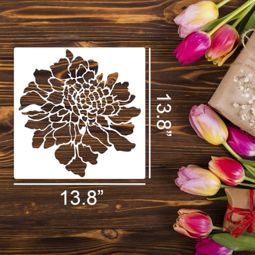 Large Flower Stencils for Walls 14inch Fence Stencil for Outdoors Floral Stencils Reusable Rose Hibiscus Daisy Sunflower Stencil for Wood Wall Furniture Fabrics DIY Decor - style: Flowers