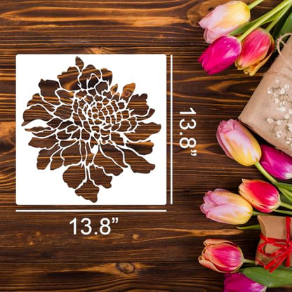 Large Flower Stencils for Walls 14inch Fence Stencil for Outdoors Floral Stencils Reusable Rose Hibiscus Daisy Sunflower Stencil for Wood Wall Furniture Fabrics DIY Decor - style: Flowers