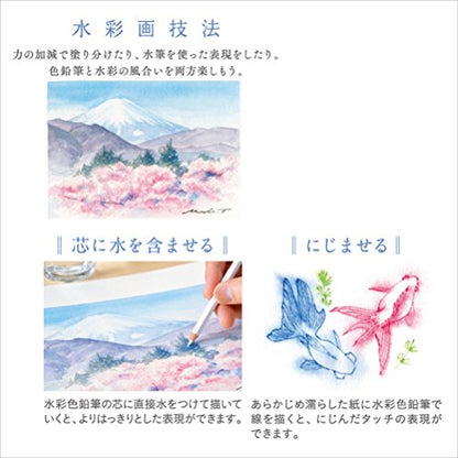 Mitsubishi Pencils UWCNCS12C3 Watercolor Pencils, Uniwater Color Compact, 12 Colors, Chapter 3 - style: Chapter 3
